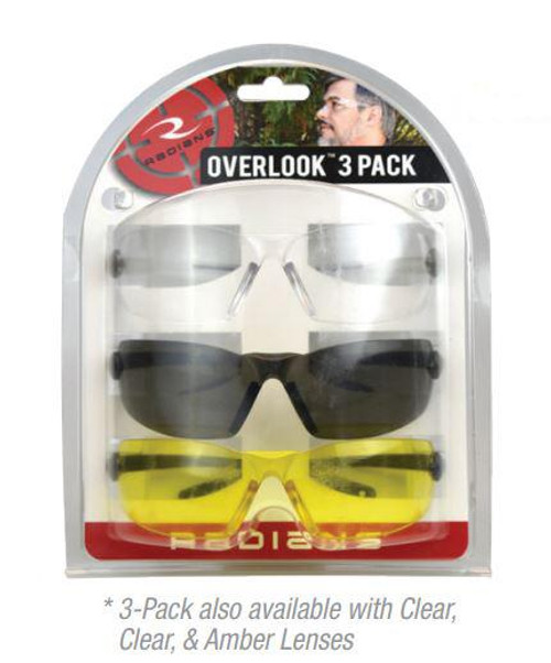 Radians Overlook Shooting Glasses Clear and Amber Lenses 3-Pack Radians Overlook Shooting Glasses Clear and Amber Lenses 3-Pack