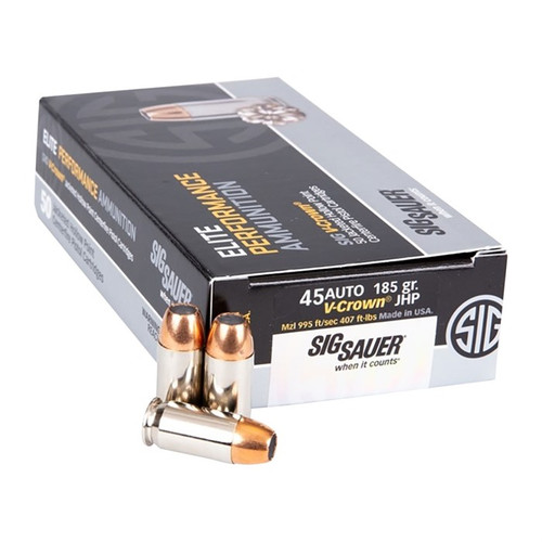 Sig Sauer 45 Auto Ammo 200 Grain Jacketed Hollow Point Box of 50 Sig Sauer 45 Auto Ammo 200 Grain Jacketed Hollow Point Box of 50