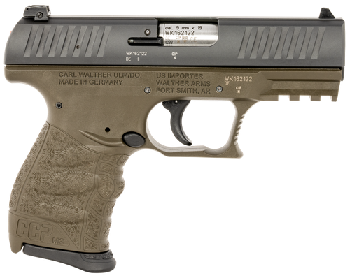 Walther CCP M2 9mm Luger Pistol 3.54" Barrel 8+1 Round Stainless Steel Slide Military Green Polymer Frame