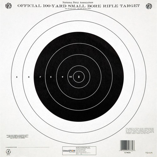 Champion Official NRA Paper Targets TQ-4P 100 Yard Small Bore Rifle Single Bull 100 Count
