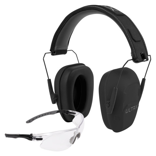 Allen ULTRX Shield Ear and Eye Protection Combo, Passive Earmuffs and Shooting Glasses, 23dB, Midnight Grey