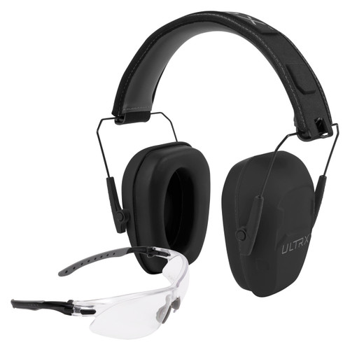 Allen ULTRX Shield Ear and Eye Protection Combo, Passive Earmuffs and Shooting Glasses, 23dB, Midnight Grey