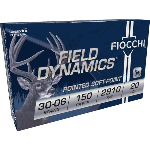 Fiocchi Field Dynamics .30-06 Springfield Ammo 150 Grain PSP Box of 20