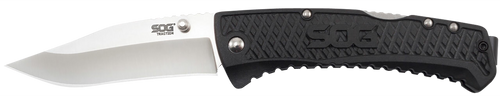SOG Traction Pocket Knife 3.5" Drop Point 5Cr13MoV Polished Blade Glass Reinforced Nylon (GRN) Handle Black
