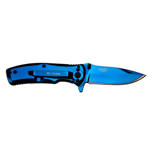 Sarge Knives Phase Folding Knife 2.5 Inch Drop Point Blade Blue TiN