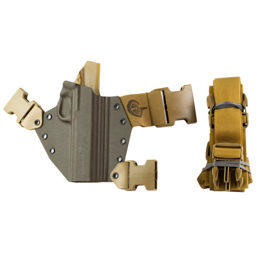 Gunfighters INC Kenai Chest Holster Right Hand 1911 Government with Rail Kydex Gray and Coyote