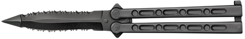 Cold Steel FGX Balisong Butterfly Knife 5" Part Serrated Black Griv-Ex Blade and Handle