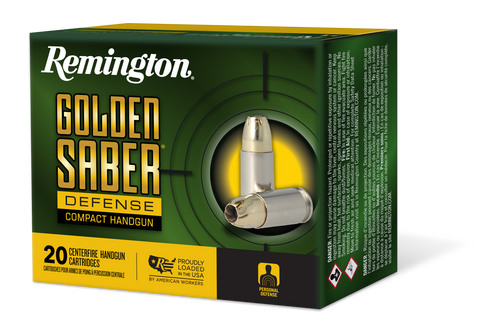 Remington Golden Saber Defense Compact 380 ACP Ammo 102 Grain Jacketed Hollow Point Box of 20