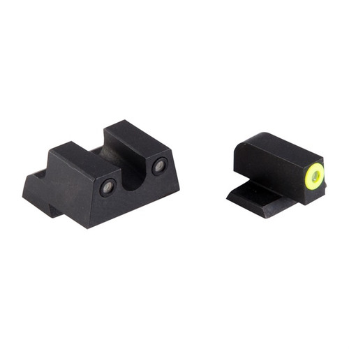 Night Fision Perfect Dot Night Sight Set Green Tritium/Yellow Outline Square Front Black U-Notch Rear for Canik TP9SF/TP9SF Elite/TP9SA