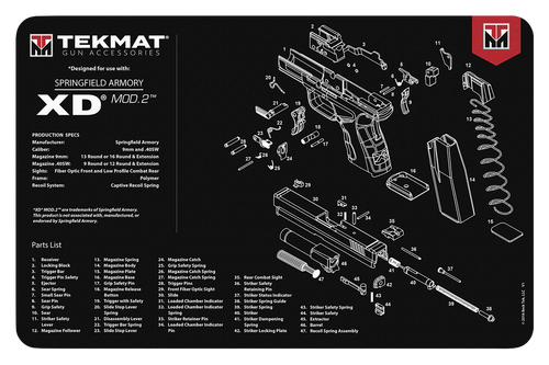TekMat Springfield XD Mod.2 Gun Cleaning Mat 11x17