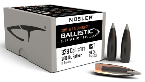Nosler .338 .338" 200gr Ballistic Silver Tip 50/Box