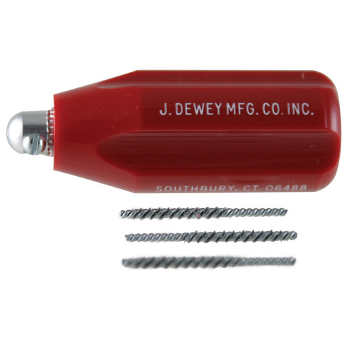 Dewey Shotgun Port Cleaning Tool Handle with Replacement Stainless Steel Brushes 3PK