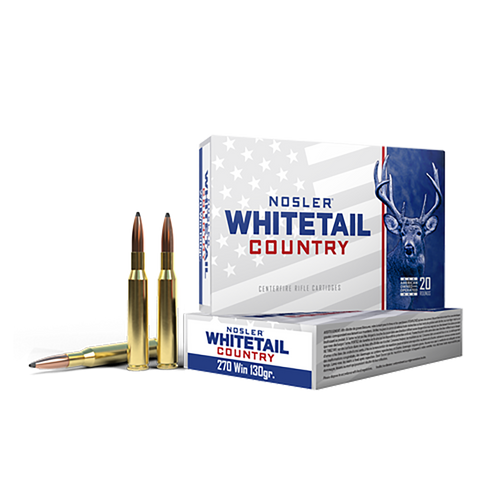 Nosler Whitetail Country 270 Winchester Ammo 130 Grain Solid Base Jacketed Soft Point Box of 20