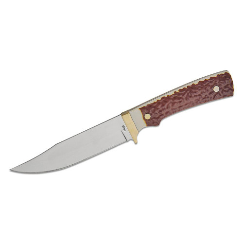 Uncle Henry 190UH Fixed Blade Knife 5.25" Clip Point 7Cr13 Satin Blade Staglon Handle Brown