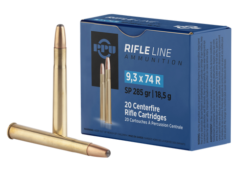 PPU 9.3x74mm Rimmed Ammo 285 Grain Jacketed Soft Point Box of 20