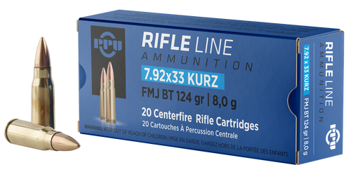 PPU 7.92x33mm Kurz Mauser Ammo 124 Grain Full Metal Jacket Box of 20 PPU 7.92x33mm Kurz Mauser Ammo 124 Grain Full Metal Jacket Box of 20