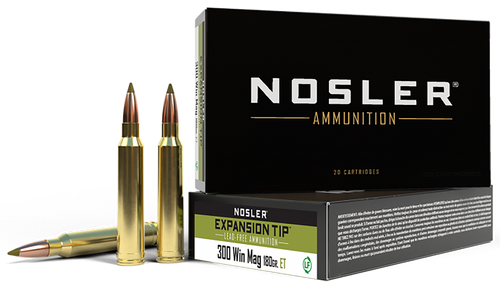 Nosler E-Tip 300 Winchester Magnum Ammo 180 Grain Nosler Expansion Tip (E-Tip) Polymer Tip Lead Free Box of 20