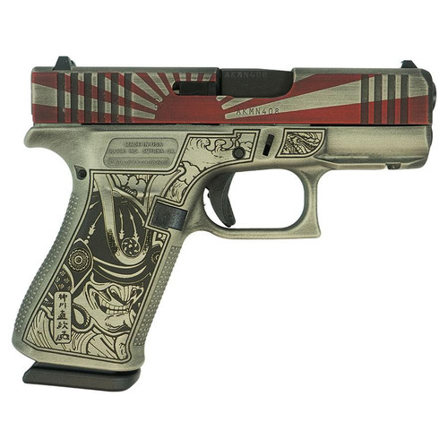 Glock 43X Rising Sun Bushido 9mm Luger Pistol 3.4" Barrel 10+2 Round Red/Nickel