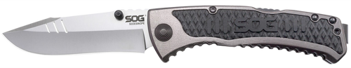 SOG SideSwipe Assisted Opening Pocket Knife 3.4" Drop Point 7Cr15 Stainless Blade Aluminum Handle Black