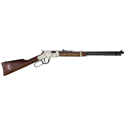 Henry Golden Boy Eagle Scout Lever Action Rifle 22 Long Rifle 20" Blued Barrel Nickel Frame Walnut Straight Grip Stock - Image 1