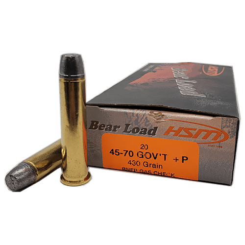 Hsm Ammo 45-70 Government Ammo 430 Grain Lead RNFP Gas Check Box of 20