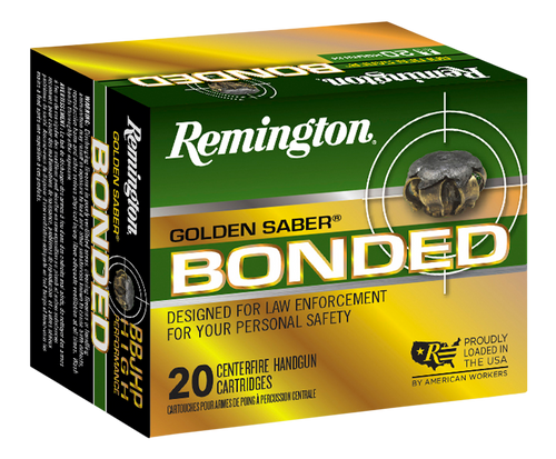Remington Golden Saber Bonded 45 ACP Ammo 185 Grain Bonded Jacketed Hollow Point Box of 20