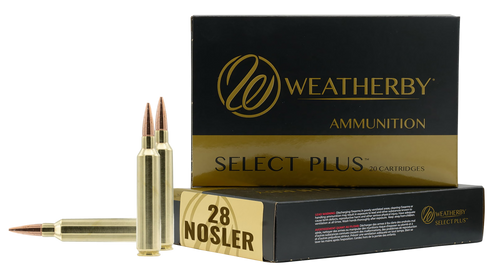 Weatherby Select Plus 28 Nosler Ammo 150 Grain Swift Scirocco II Bonded Polymer Tip Box of 20