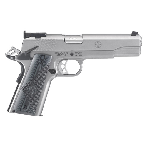 Ruger SR1911 Target 45 ACP Pistol 5" Barrel 8+1 Round Stainless Steel Slide G-10 Grips