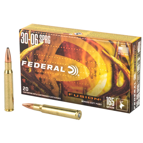 Federal Fusion 30-06 Springfield Ammo 165 Grain Bonded Jacketed Soft Point Box of 20 - Image 1