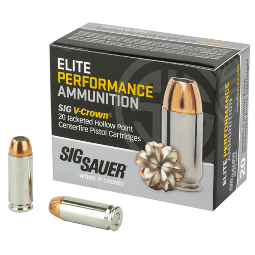 Sig Sauer Elite V-Crown 10mm Auto Ammunition 180 Grain JHP 20 Rounds