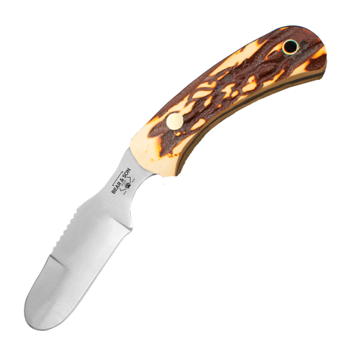 Bear & Son Cutlery SD43 Fixed Blade Knife 2.25" Drop Point High Carbon Stainless Steel Blade Stag Delrin Handle