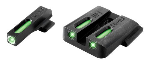 TRUGLO TFX Sight Set S&W M&P, M&P Shield, Shield M2.0, SD9, SD40 Tritium Fiber Optic Green with White Front Dot Outline