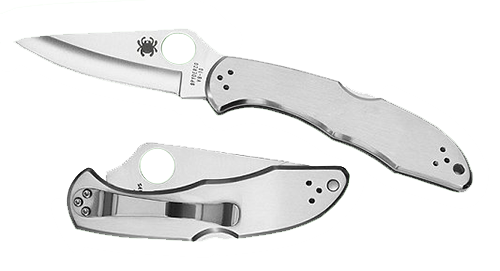 Spyderco Delica 4 Pocket Knife 2.875" Leaf VG-10 Satin Blade Stainless Steel Handle