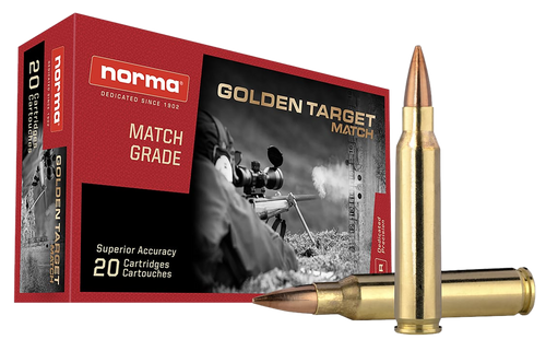 Norma Match 223 Remington Ammo 77 Grain Norma Golden Target Jacketed Hollow Point Box of 20