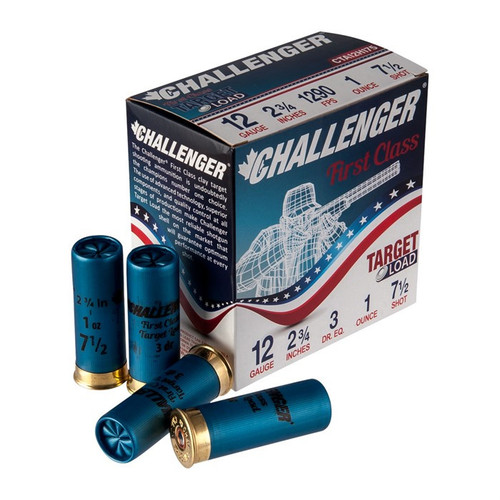 Challenger Ammo First Class Target Load 12 Gauge Ammo 2-3/4" #7.5 Shot 1 oz Box of 250 (1290 FPS)