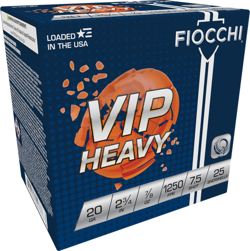Fiocchi Exacta VIP Heavy Shotshells 20 Gauge 2-3/4" 7/8 oz 1250 fps #7.5 25 ct