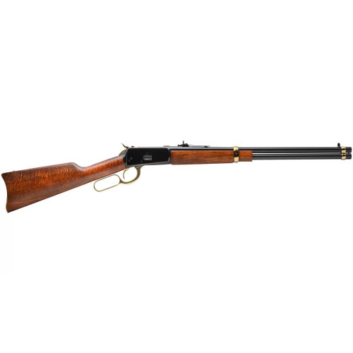 Rossi R92 Gold Lever Action Rifle 44 Remington Magnum 20" Black Barrel Black Frame Brazilion Hardwood Straight Grip Stock