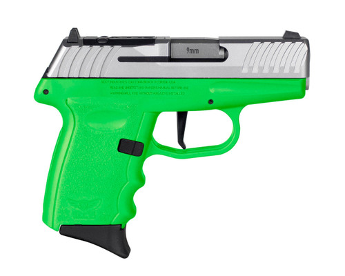 SCCY DVG-1 9mm Luger Pistol 3.1" Barrel 10+1 Round Stainless Slide Lime Green Frame