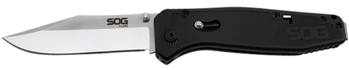 SOG Flare Assisted Opening Pocket Knife 3.5" Clip Point 8Cr13MoV Satin Blade Glass Reinforced Nylon (GRN) Handle Black