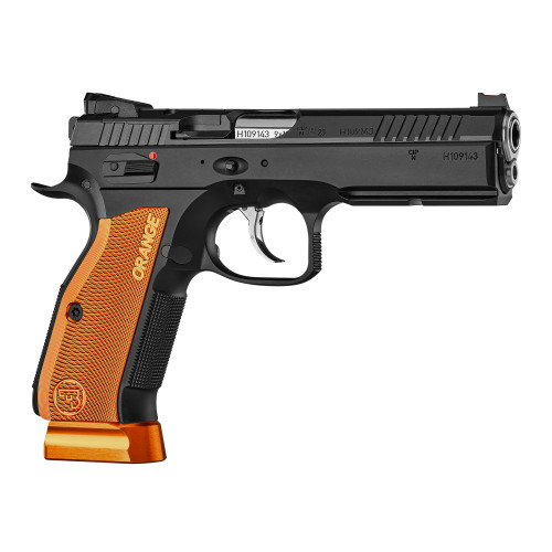 CZ Shadow 2 Optics Ready 9mm Luger Pistol 4.89" Barrel 17+1-Round Black Slide Orange Grip Black Frame