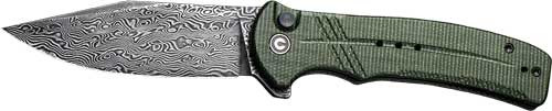 GREEN MICARTA/DAMASCUS BTTNLK!CIVIVI KNIFE COGENT 3.47"