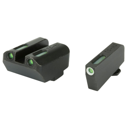 TRUGLO TFX Sight Set Suppressor Height Sight for Glock 17, 19, 22, 23, 24, 26, 27, 33, 34, 35 Gen 1, 2, 3, 4, 5 Tritium / Fiber Optic Green with White Front Dot Outline - Image 1