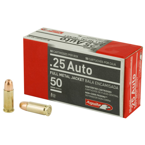 Aguila Ammunition .25 ACP Ammo 50 Grain FMJ Box of 50
