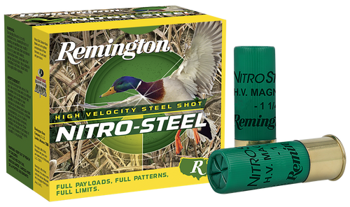 Remington Nitro-Steel High Velocity 12 Gauge Ammo 2-3/4" #4 Zinc Plated Steel Shot 1-1/8 oz Box of 25