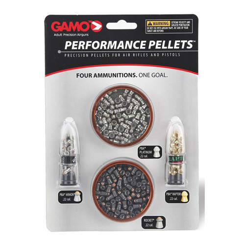 Gamo Air Gun Pellets 22 Caliber Combo 225PK (75PK 5.4 Grain Platinum, 25PK 6.8 Grain Armor PBA, 25PK 5.4 Grain Raptor PBA, 9.6 Grain Rocket) Gamo Air Gun Pellets 22 Caliber Combo 225PK (75PK 5.4 Grain Platinum, 25PK 6.8 Grain Armor PBA, 25PK 5.4 Grain Raptor PBA, 9.6 Grain Rocket)
