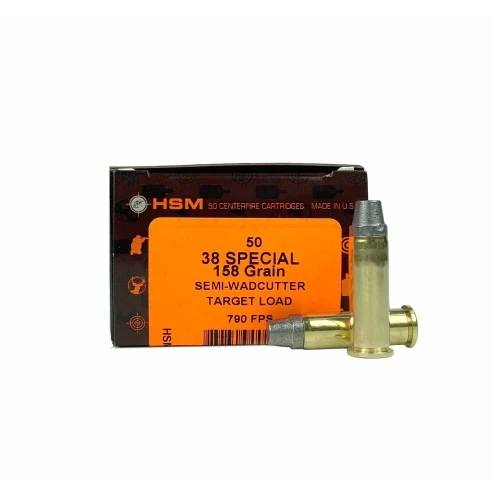 HSM Ammo .38 Special Ammo 158 Grain SWC Box of 50
