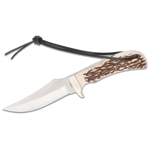 Schrade Uncle Henry Fixed Blade Knife 4.25" Clip Point 7Cr17MoV Stainless Steel Blade Staglon Handle Brown