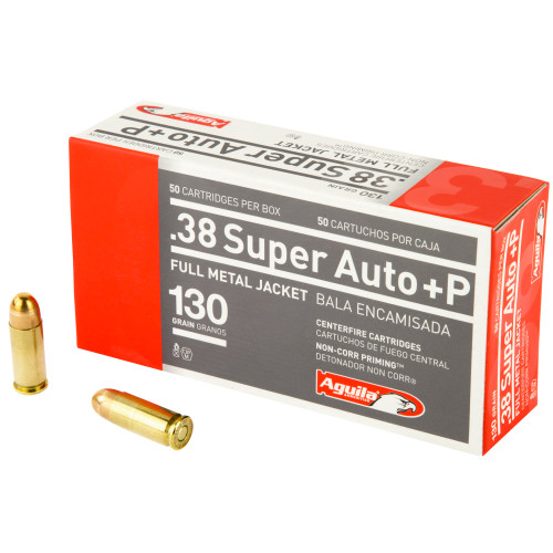 Aguila 38 Super +P Ammo 130 Grain Full Metal Jacket Box of 50