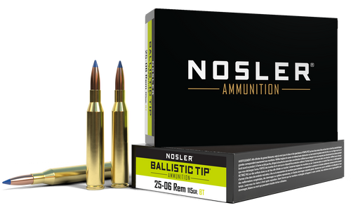 Nosler BT 25-06 Remington Ammo 115 Grain Nosler Ballistic Tip Polymer Tip Box of 20