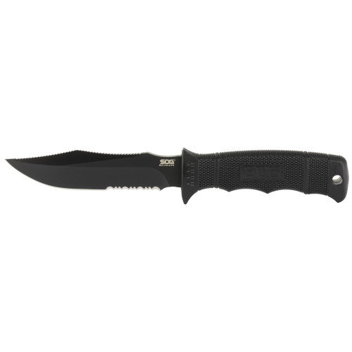 SOG Seal Pup Elite Fixed Blade Knife 4.85" Partially Serrated Clip Point AUS-8 Titanium Nitride Blade GRN Handle Black - Image 1